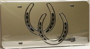 (CLD-HS3LT) "Horseshoes" Light Mirrored License Plate