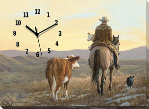 "Almost Home"  Cowboy Wrapped Canvas Clock