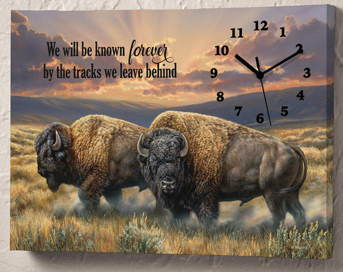 Dusty Plains – Bison Gallery Wrapped Canvas Clock
