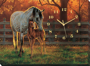 "Quiet Time"  Horses Wrapped Canvas Clock