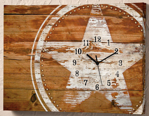 Studded Lone Star Canvas Clock