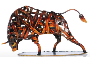 Metal Sculpture Iron Braided Bull - Available in 2 Colors!