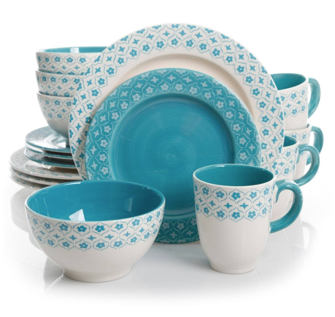General Store 16-Piece Cottage Chic Ceramic Dinnerware Set
