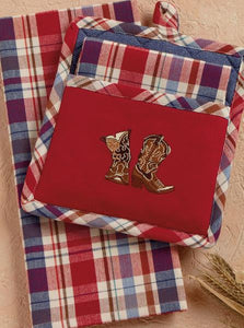 Cowboy Boots Potholder Gift Set