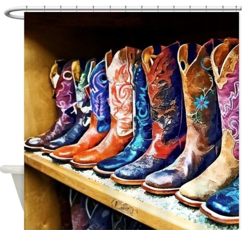 Cowboy Boots Decorative Fabric Shower Curtain