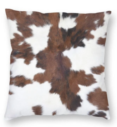 Brown & White Cowhide Print Decorative Accent Pillow