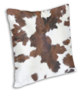 Brown & White Cowhide Print Decorative Accent Pillow