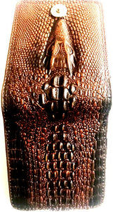 Western Brown Bi-Fold Wallet with Croc Print