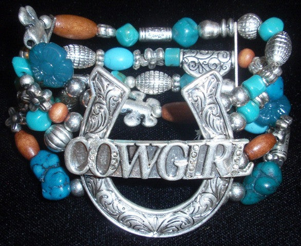 (CSBR1000-CGHS) Western Cowgirl/Horseshoe Flex Bracelet