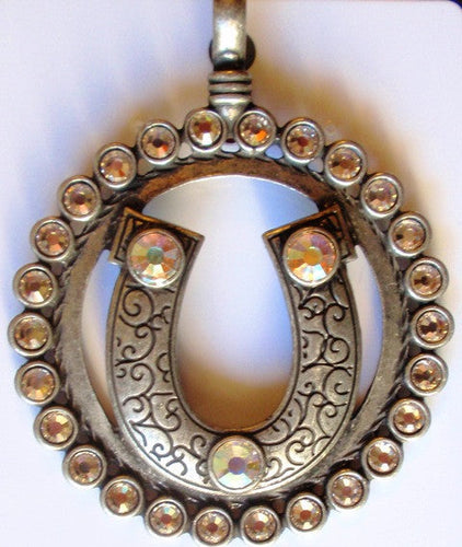 (CSC1100-HSP) Western Horseshoe Pendant with CZ Stones