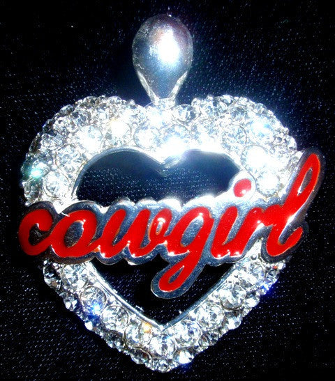 (CSC750-CGHTRD) Western Cowgirl Heart Pendant - Red