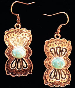 (CSER400CPTQ) Western Copper & Turquoise Earrings