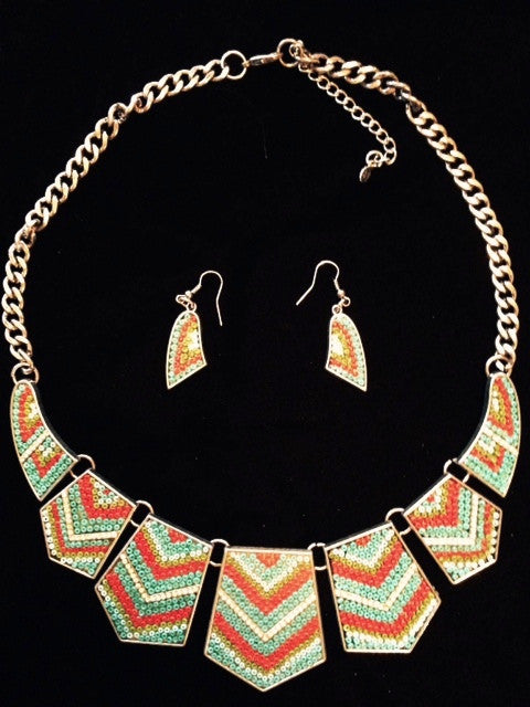 (CSN2050) Southwestern Necklace with Matching Earrings
