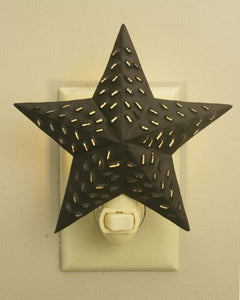 (CT860133) Western Punched Tin Star Night Light - Rustic Brown
