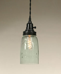 (CT930053)  Quart Open Bottom Mason Jar Pendant Lamp - Rustic Brown