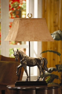 (CVAQP936) Bronze Finish Resin Horse Table Lamp