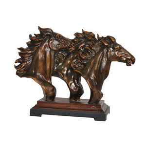 (CVDEP062) "Running Free" Western Triple Horse Head Sculpture