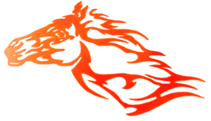 Flaming Horse Head Metal Wall Art