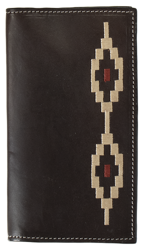 3D Brown Leather Rodeo Wallet with Southwest Lacing