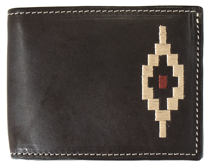 3D Brown Leather Bi-Fold Wallet with Southwest Lacing