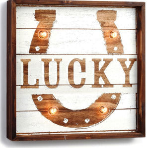 (DM2020150058) "Lit Lucky" Western Horseshoe  Wall Art