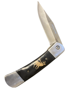 Western Black Pakawood Thumb Assist Pocket Knife with Elk Inlay