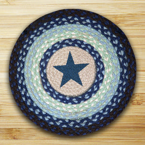 (ER49-CH312BS) "Blue Stars" Hand Printed Placemat/Chair Pad 15-1/2"