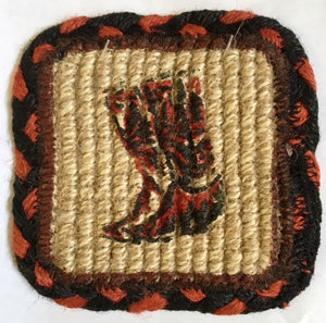 (ER83-019B) "Boots" Wicker Weave Jute Coaster