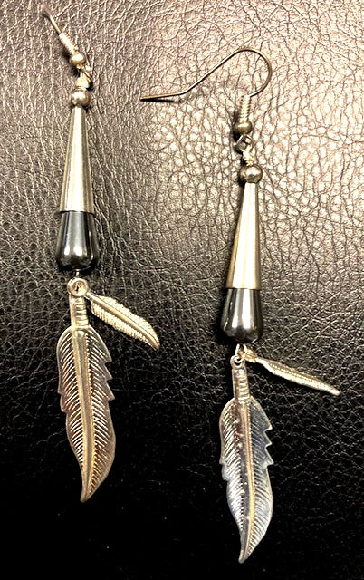 Silver & Pewter Feather Earrings