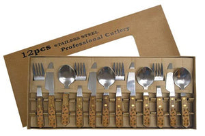 (MBHW4010) "Brands" 12-Piece Western Wood Handled Flatware Set