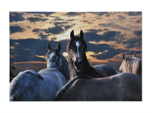 Horses at Sunset Western Canvas Wall Art