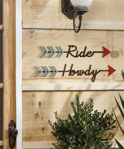 "Ride" & "Howdy" Western Iron Arrow Wall Decor