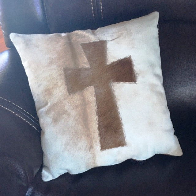 (GLP-CRSPLW) Western Cowhide Cross Accent Pillow