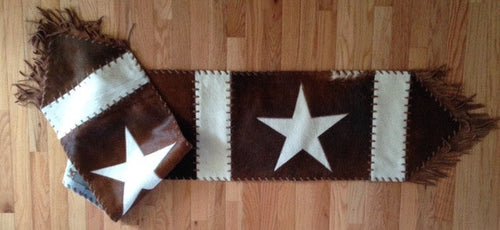 (GLP-LGSTRTBLRNR) Western Large Star Brazilian Cowhide Table Runner - 7.5' Long