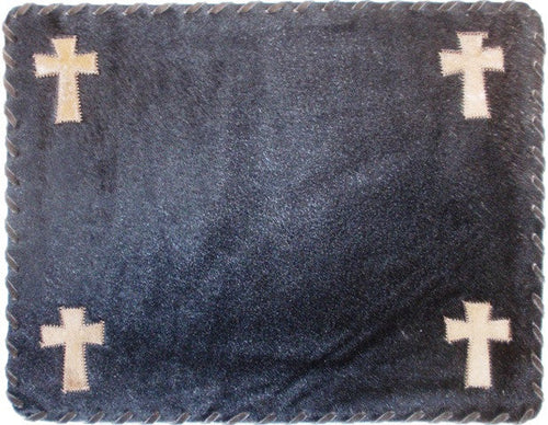 (GLP-RCTCRSPMDK) Cross Rectangular Cowhide Placemat Dark