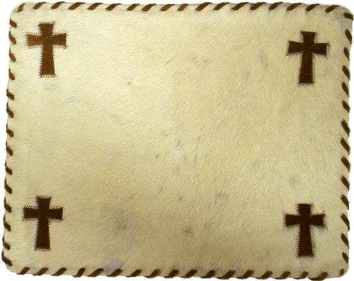 (GLP-RCTCRSPMLT) Cross Rectangular Cowhide Placemat Light