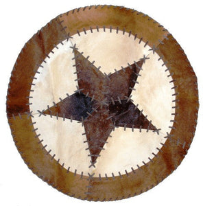 (GLPSRRD27DKLC) 27" Round Western Cowhide Star Rug Dark - Laced Stitching