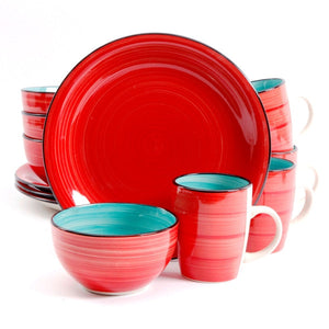 "Color Fling" Western Red & Turquoise 12-Piece Dinnerware Set