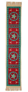 "Turquoise Star" Cotton Stenciled Runner