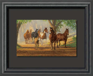 "Country Lane" Horses Float Mount Framed Art Print