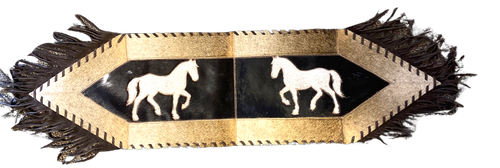 Western Brazilian Cowhide Horses Table Runner - 45