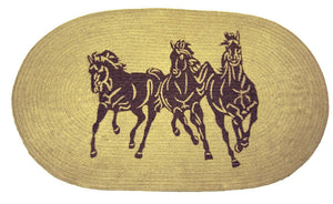 (HXBW3004) Western Jute "3 Horse" Bath/Kitchen Rug