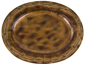 (HXCG3192) 4-Pc. Western Iron Barbwire Platter/Tray Brown (3 Sizes Available)