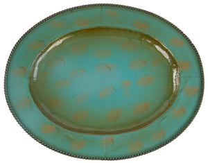 (HXCG4002) 4-Pc. Western Iron Platter/Tray Turquoise (3 Sizes Available)