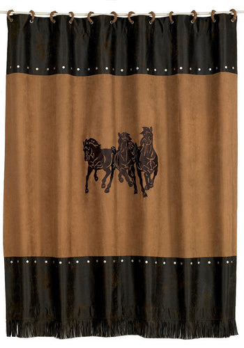 (HXWS3003SC) Western 3-Horses Shower Curtain