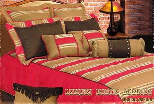(HXWS3078-T) 7-Pc Twin "Santa Fe" Brown Denim Western Comforter Set