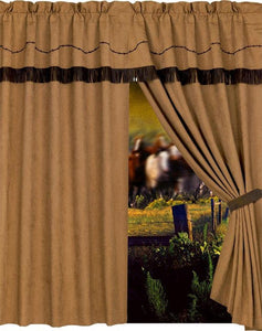 (HXWS3182C) Western "Embroidered Barbwire" Curtain & Valance