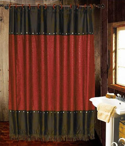 (HXWS4001RSC) "Cheyenne Red" Faux Leather Shower Curtain