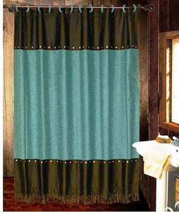 (HXWS4001TQSC) "Cheyenne Turquoise" Faux Leather Shower Curtain