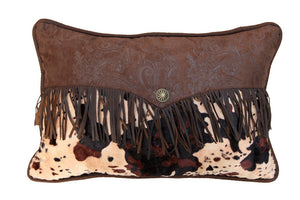 (HXWS4002P3) "Caldwell" Cowhide Fringed Envelope Pillow